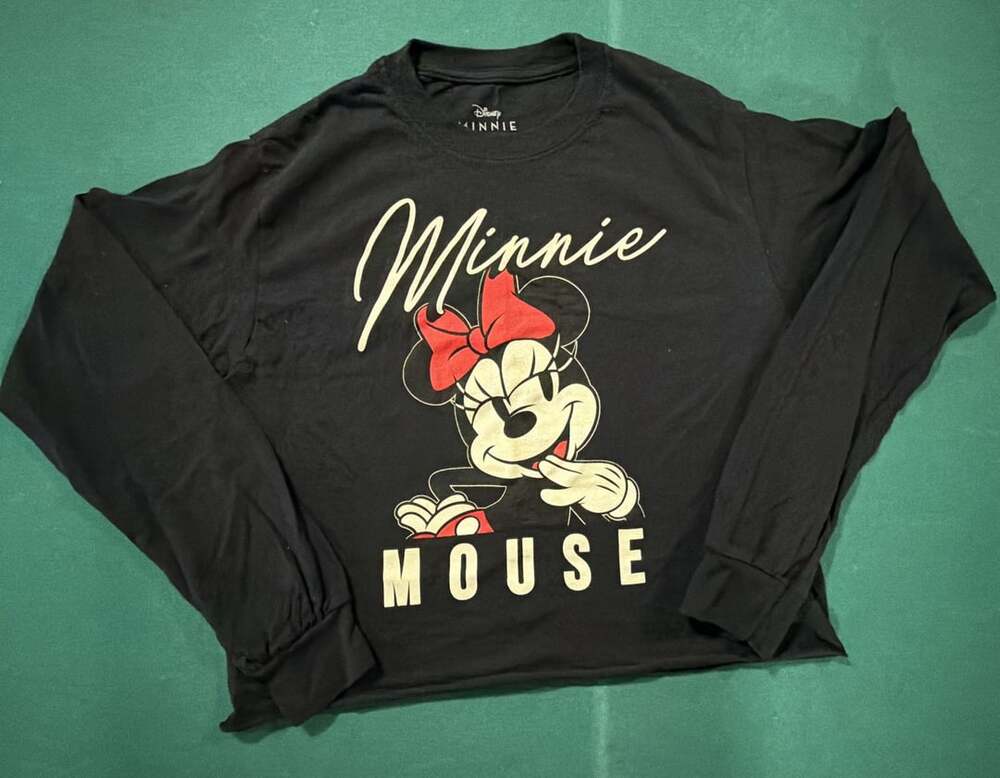 Disney Minnie Mouse Long Sleeve T-Shirt Size XS Black Graphic